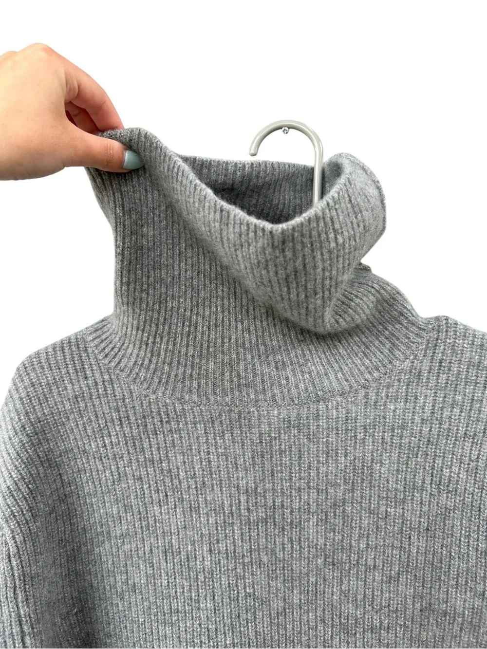 Quince 100% Mongolian Cashmere Fisherman Turtleneck Sweater - Gray - Size Large